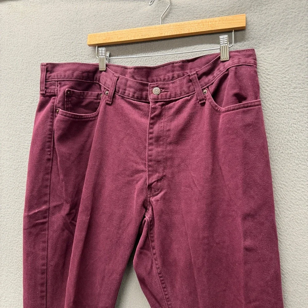 Levi's 541 Pants Mens 40x32‎ (39x29 ACTUAL) Athletic Taper Burgundy Denim HEMMED